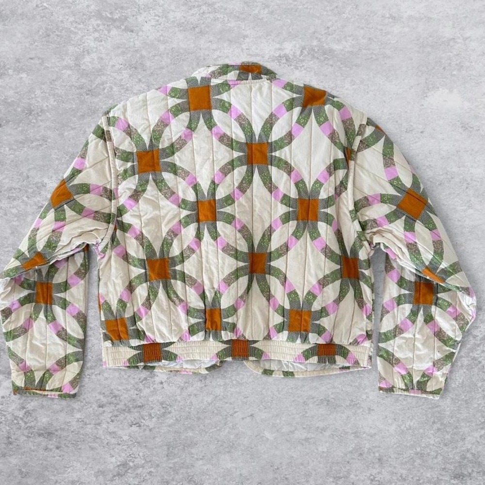 Universal Thread Women Retro Quilted Patchwork Jacket Cream M - Picture 2 of 6